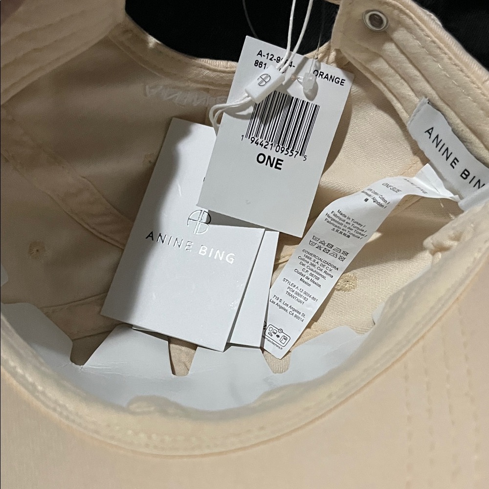 🎉 NWT Anine Bing Jeremy Baseball Cap Cream Orange 💯 Cotton - Picture 12 of 13